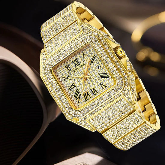 Reloj de Cuarzo con Diamantes Cuadrado