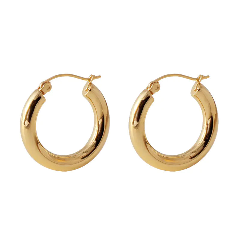 Pendientes de Aro Huecos Grandes de Acero Inoxidable