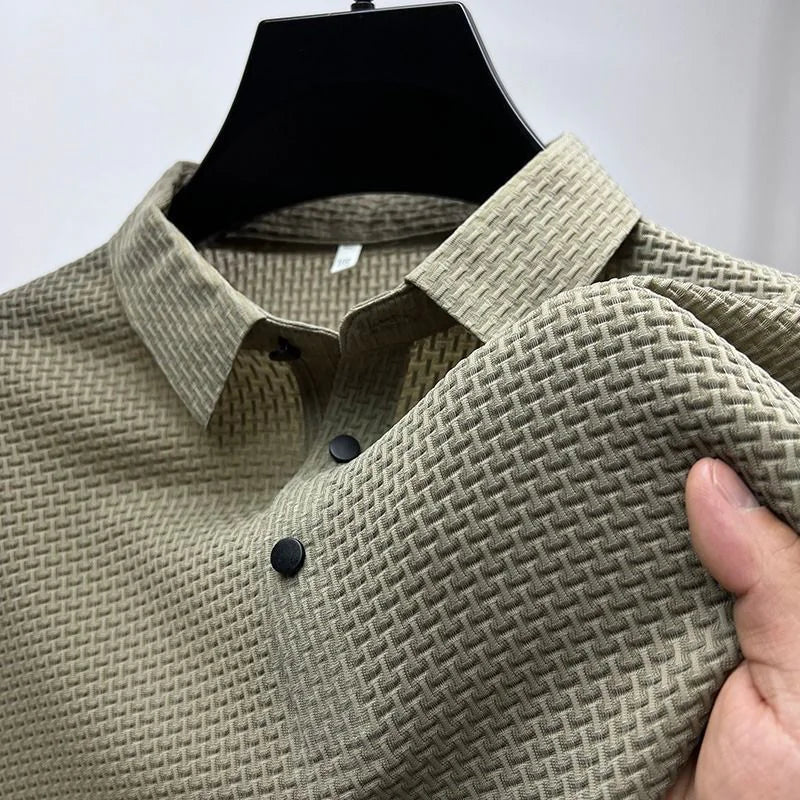 Camiseta Polo de Malla de Seda Helada para Hombre