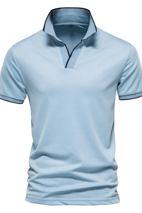 Camiseta Polo V-Cuello de Color Sólido para Hombre de Verano