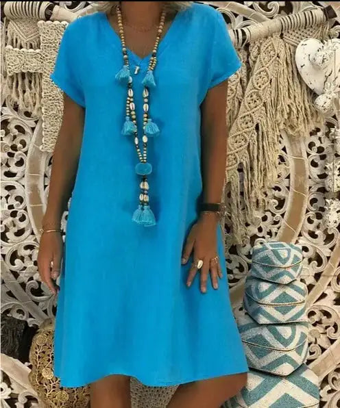 Vestido Midi Casual con Cuello en V
