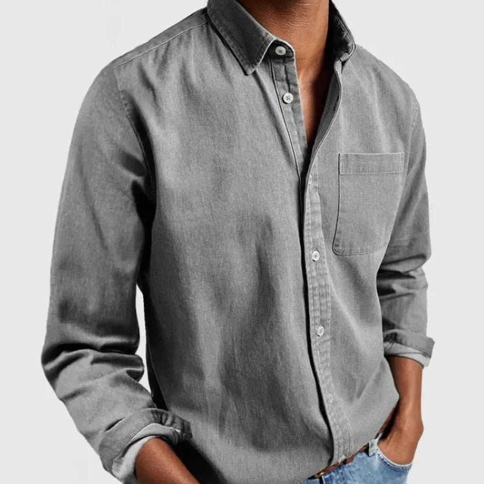 Camisa de Hombre de Manga Larga con Solapa