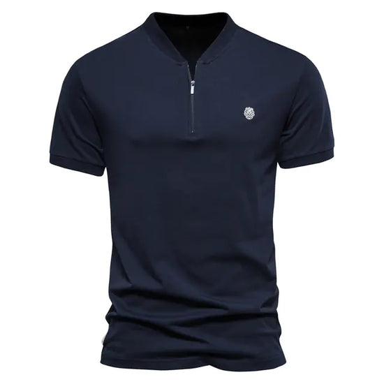 Camiseta de Cuello en V Bordada de Color Sólido para Hombre