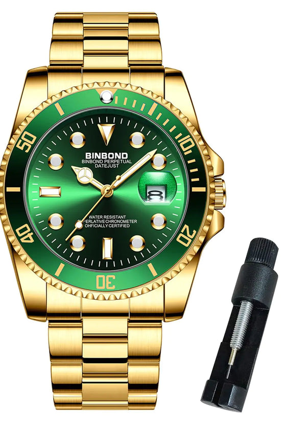 Reloj de vestir BINBOND Elite de acero inoxidable resistente al agua para hombre