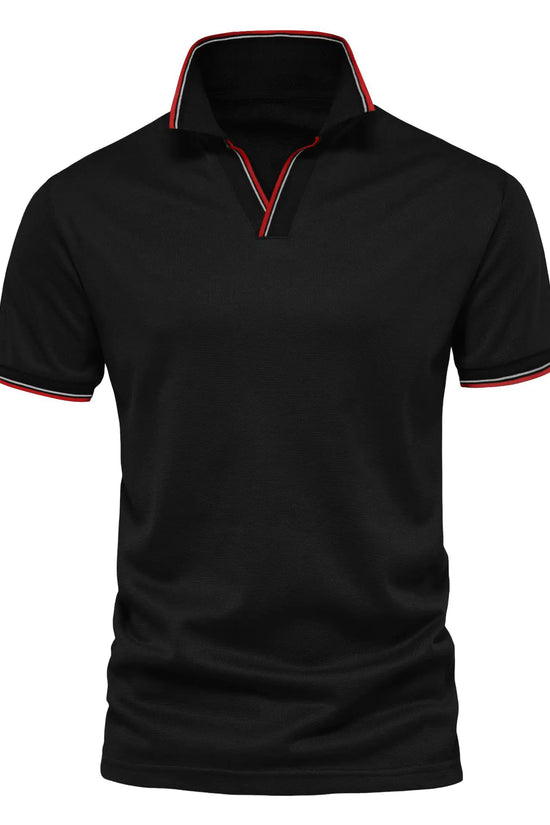Camiseta Polo V-Cuello de Color Sólido para Hombre de Verano
