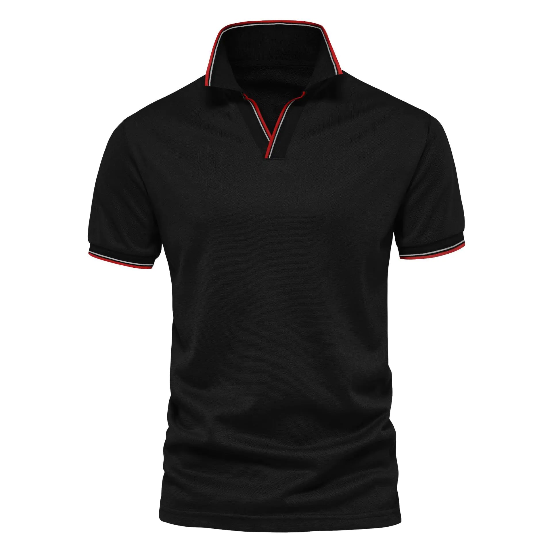 Camiseta Polo V-Cuello de Color Sólido para Hombre de Verano