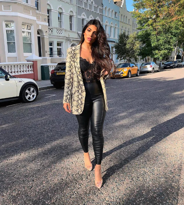 Blazer de Estampado de Serpiente para Mujer