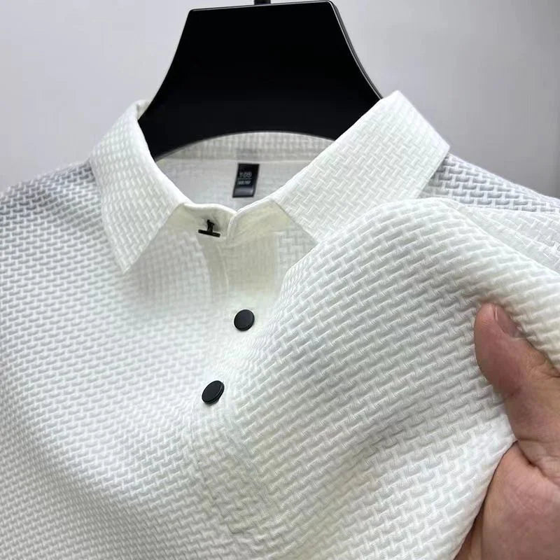Camiseta Polo de Malla de Seda Helada para Hombre