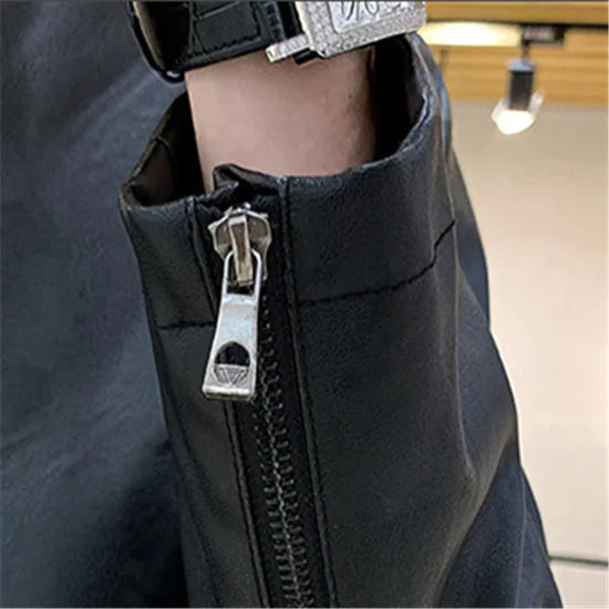 Chaqueta de Cuero con Solapa