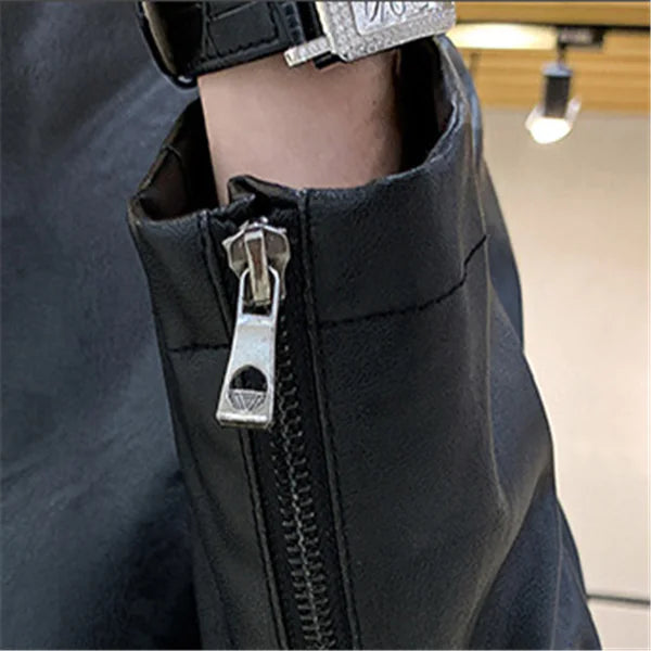 Chaqueta de Cuero con Solapa