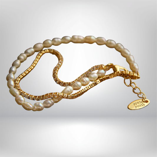 Pulsera de Delicadas Perlas de Agua Dulce