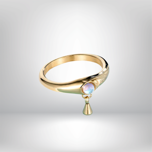 Anillo de Acero de Titanio Minimalista Tridimensional de Perla