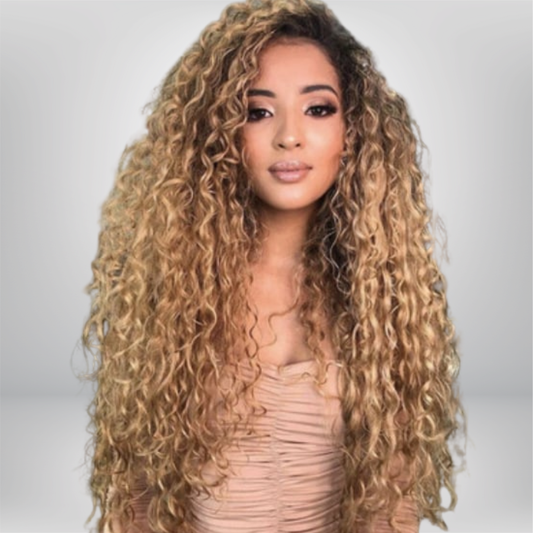 Peluca para Mujeres de Cabello Rizado y Colores Degradados Africano