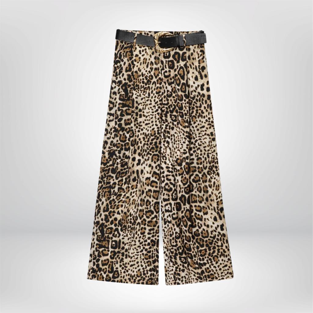 Pantalones HXAO para mujer, de cintura alta, anchos y con cinturón