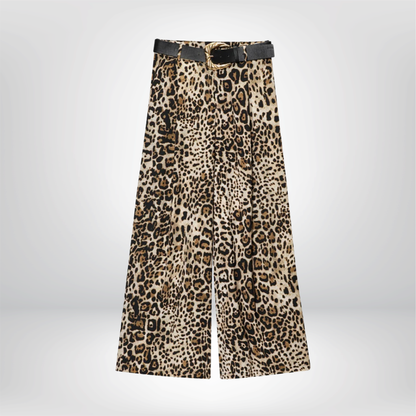 Pantalones HXAO para mujer, de cintura alta, anchos y con cinturón