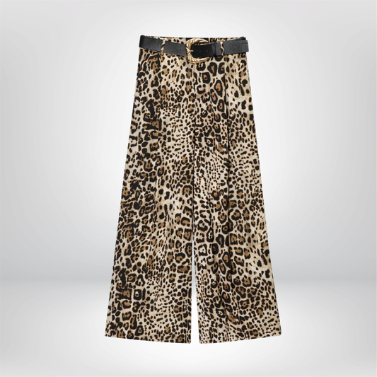 Pantalones HXAO para mujer, de cintura alta, anchos y con cinturón
