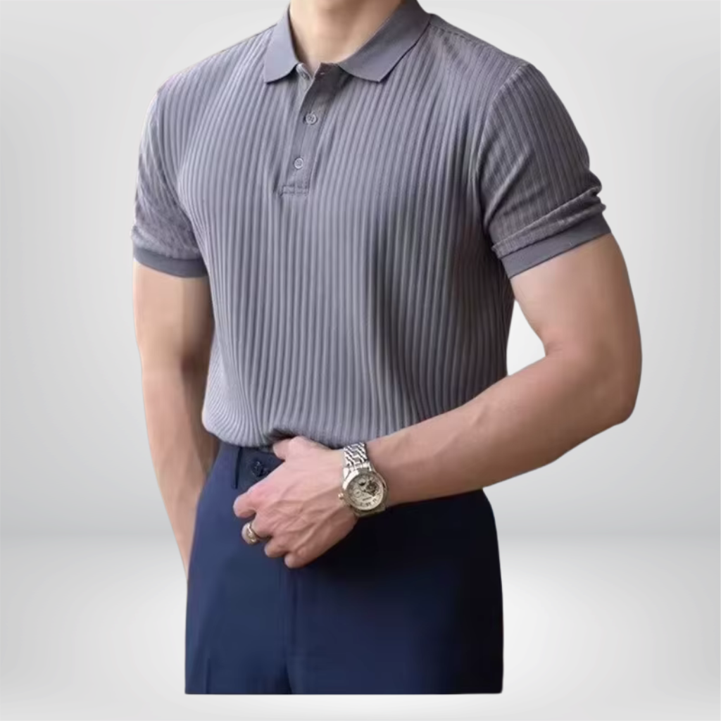 Polo de punto de rayas verticales para hombre