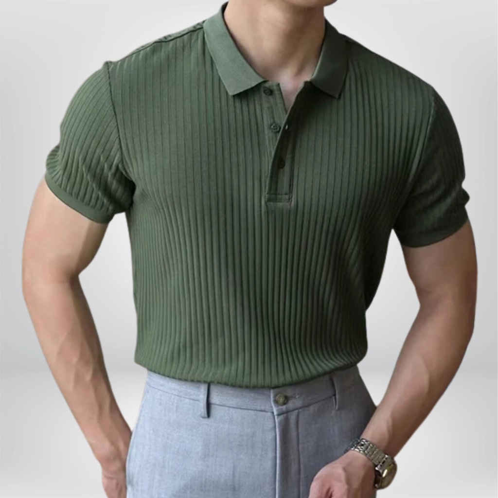Polo de punto de rayas verticales para hombre