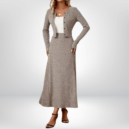 Elegante conjunto de vestido de lana para mujer
