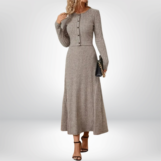 Elegante conjunto de vestido de lana para mujer