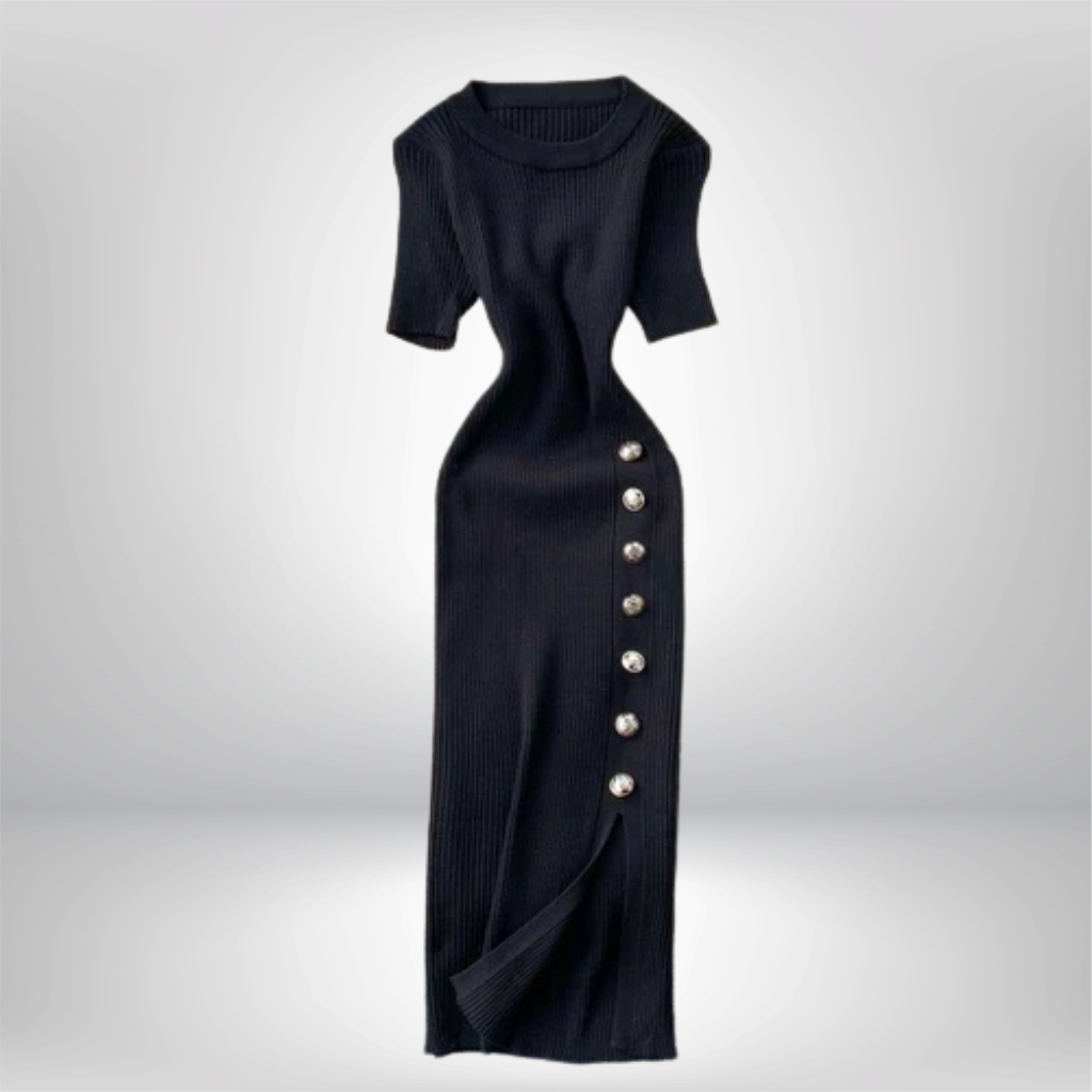 Vestidos sólidos vintage ajustado sexy de punto elástico