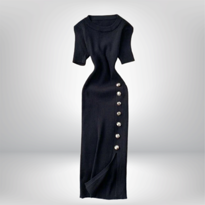 Vestidos sólidos vintage ajustado sexy de punto elástico