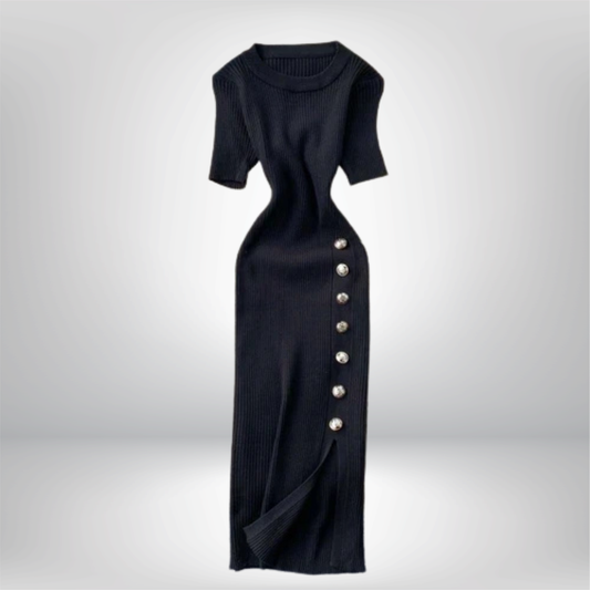 Vestidos sólidos vintage ajustado sexy de punto elástico