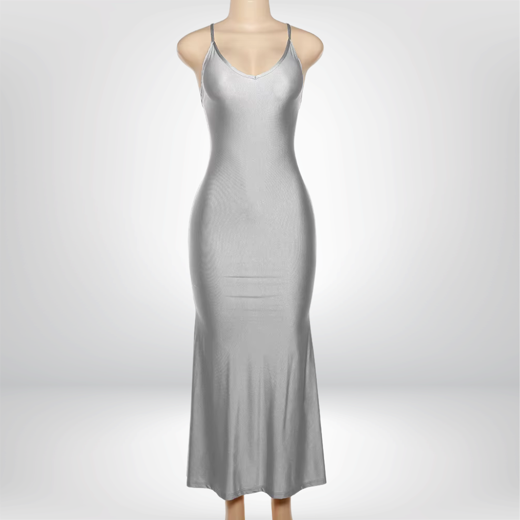 Vestido largo de noche sexy con escote en V, estilo sirena, elegante, ajustado