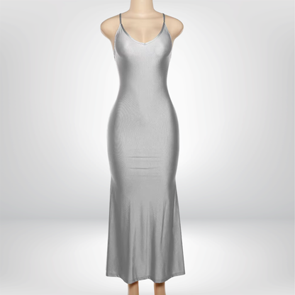 Vestido largo de noche sexy con escote en V, estilo sirena, elegante, ajustado