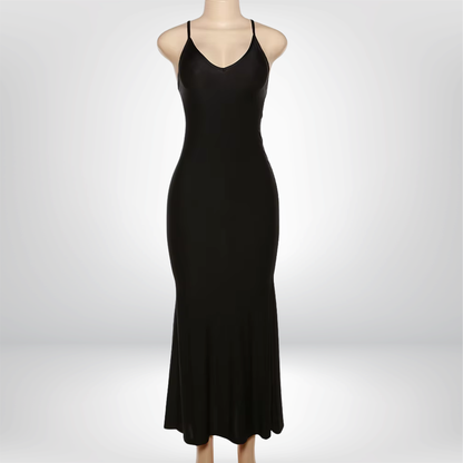 Vestido largo de noche sexy con escote en V, estilo sirena, elegante, ajustado