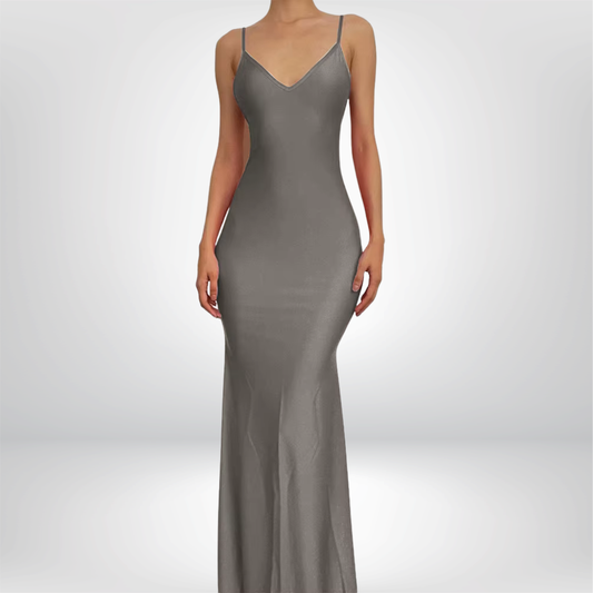 Vestido largo de noche sexy con escote en V, estilo sirena, elegante, ajustado