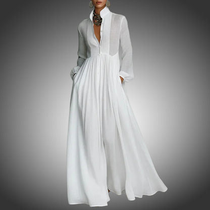 Vestido Maxi elegante francés de cintura alta con vuelo para mujer, Vestido de noche