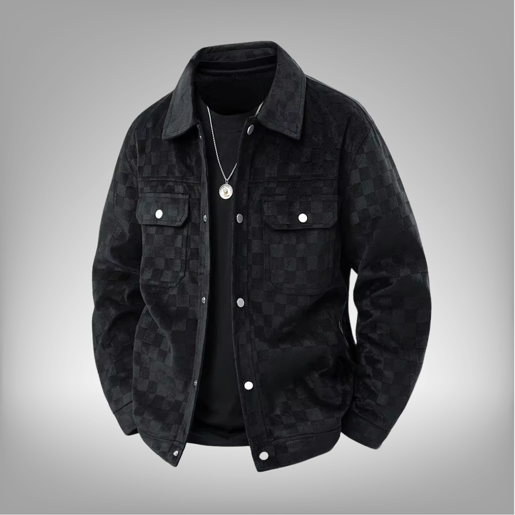 Chaqueta de gamuza a cuadros para hombre, estilo retro americano