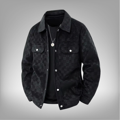 Chaqueta de gamuza a cuadros para hombre, estilo retro americano