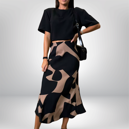 Falda de mujer estampada de talle alto y corte ajustado de moda