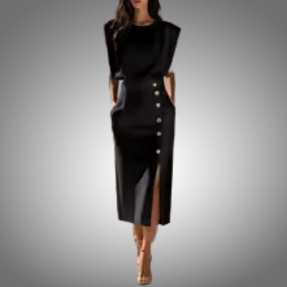 Vestido urbano holgado para mujer, color liso, sin mangas, cuello redondo