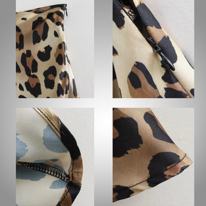 Falda con estampado de leopardo para mujer, faldas midi de cintura alta vintage