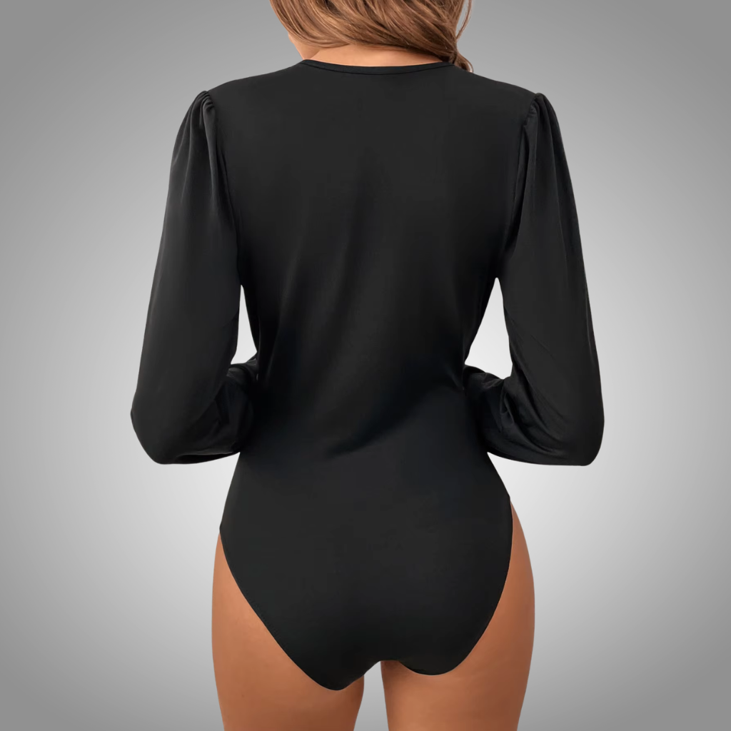 Body, Blusa con mangas abullonadas plisadas retro de corte bajo y sexy para mujer