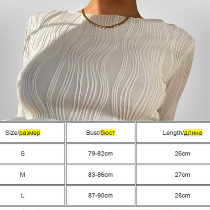 Blusa de manga larga fruncida informal para mujer