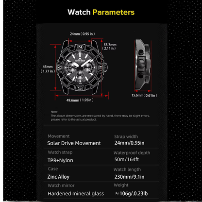 NORTH EDGE BLAZE - Reloj de cuarzo para hombre, con energía solar