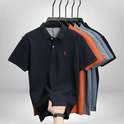 Polo de lujo de manga corta para hombre, 100% algodón puro