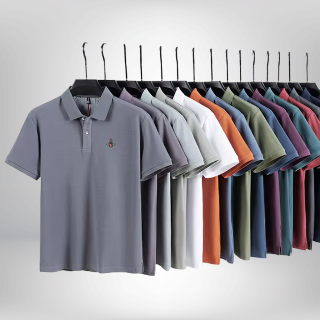 Polo de lujo de manga corta para hombre, 100% algodón puro
