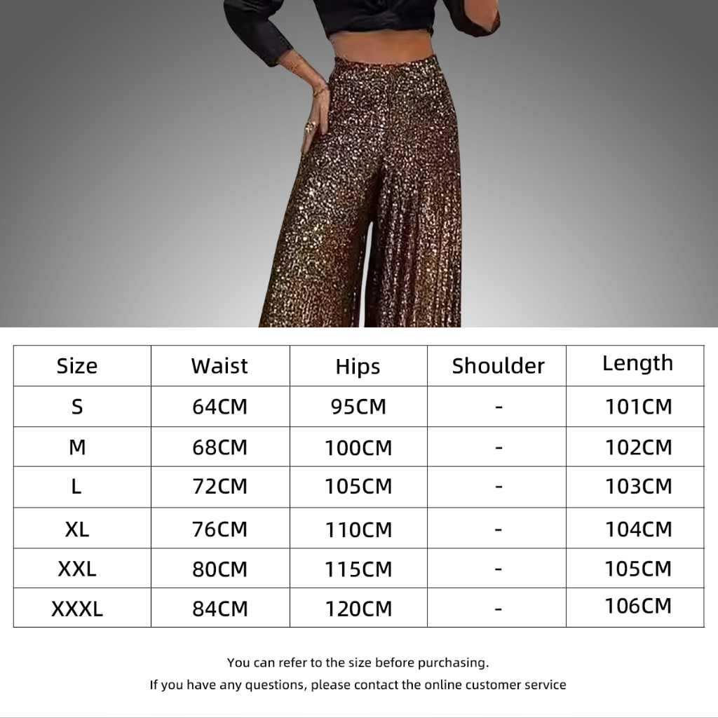Pantalones elegantes tipo Campana con hilo dorado para mujer