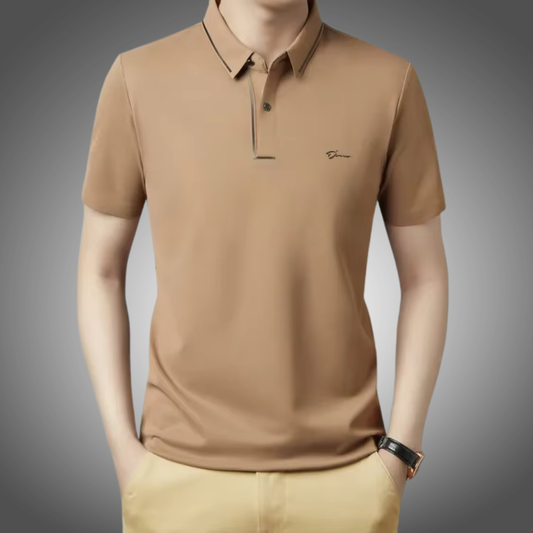 Polo para hombre, sin costuras, de primera calidad, de lujo, tejido fresco