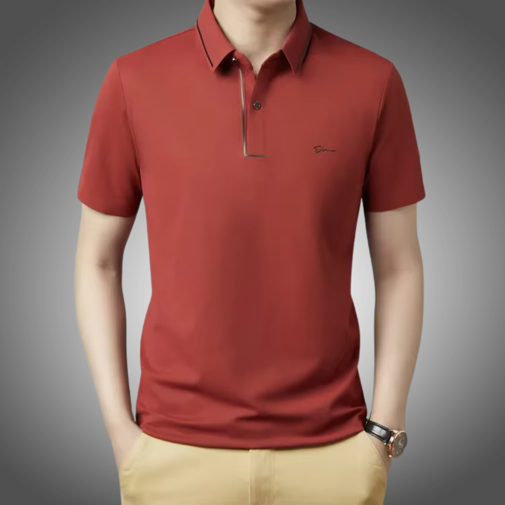 Polo para hombre, sin costuras, de primera calidad, de lujo, tejido fresco