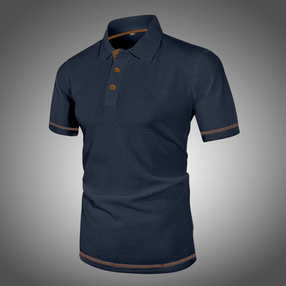 Polo manga corta con solapa de seda helada para hombre.