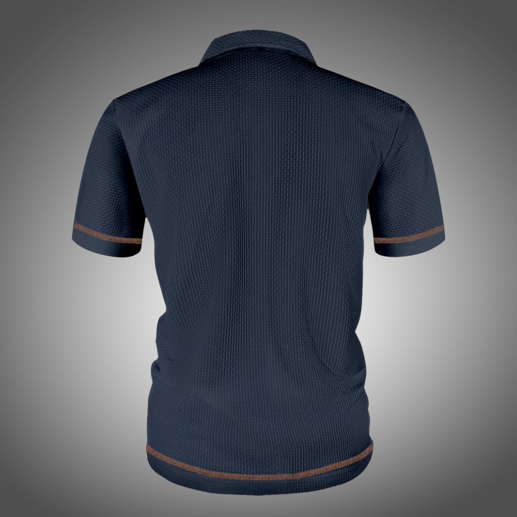 Polo manga corta con solapa de seda helada para hombre.