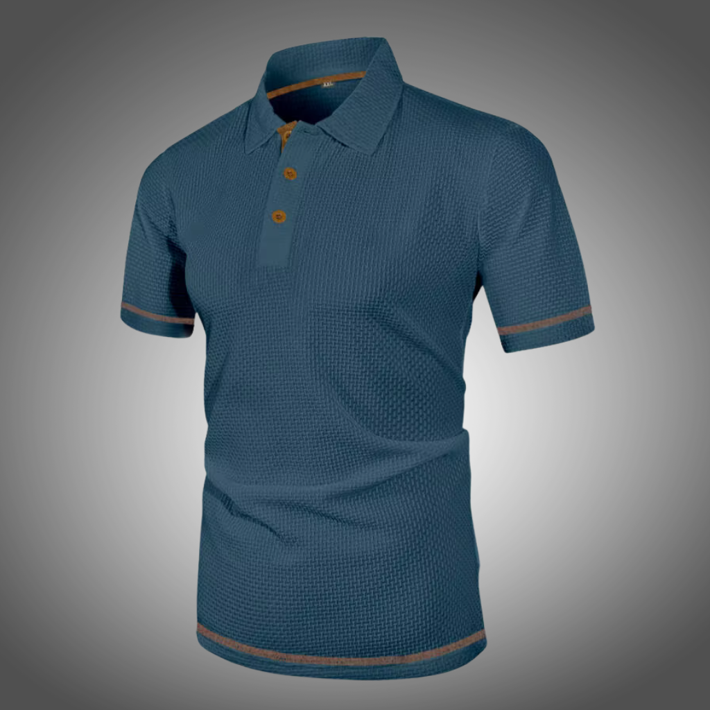 Polo manga corta con solapa de seda helada para hombre.