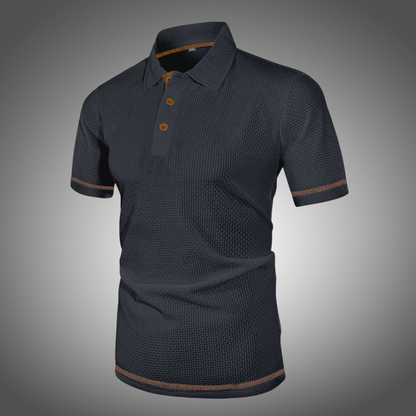 Polo manga corta con solapa de seda helada para hombre.