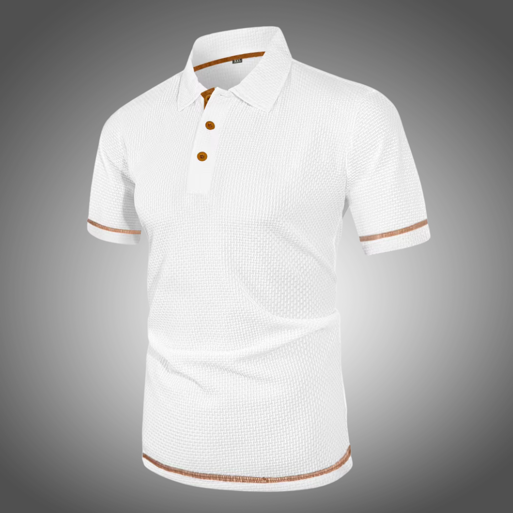 Polo manga corta con solapa de seda helada para hombre.